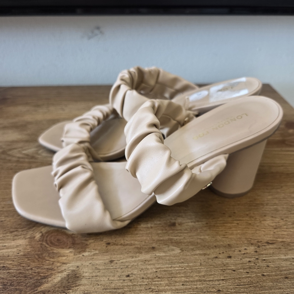 London fog tan chunky summer sandal heels size 8.5 women’s heels - Picture 7 of 9